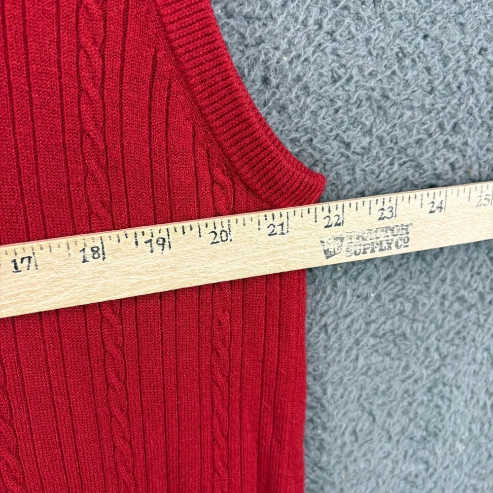 Geoffrey Beene Mens XXL Red V-Neck Cable Knit Sweater Vest 100% Acrylic RN 15810